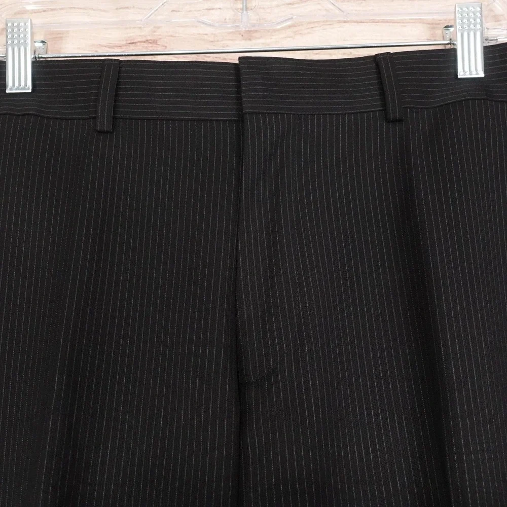 New! Dockers Dress Pants Mens‎ 36x30 Black Stripe Regular Fit Flat Front